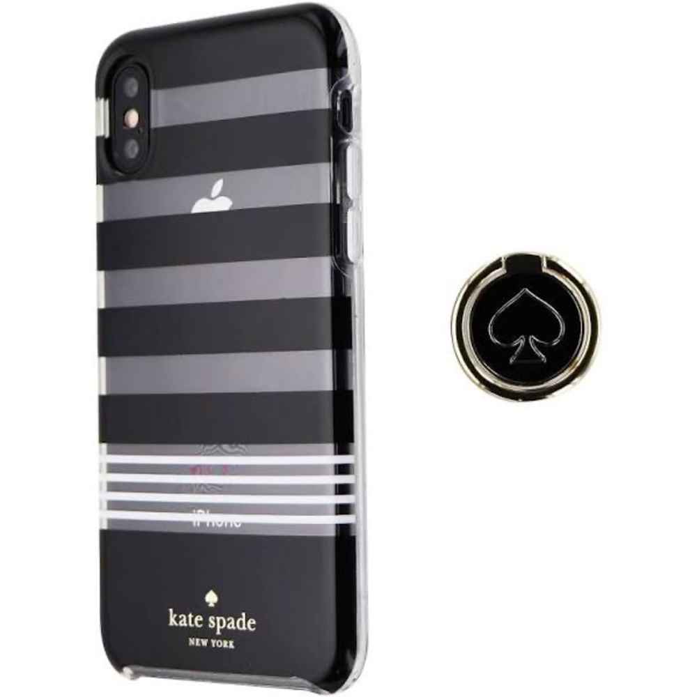 Kate Spade iPhone X & XS Case, Hardshell with Ring Stand, Black